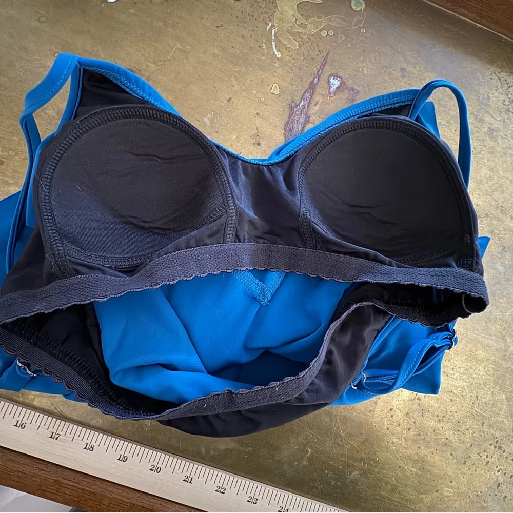 Magicsuit Rita Tiered Slimming Tankini Top Color Cobalt Size 10 Built In Bra USA
